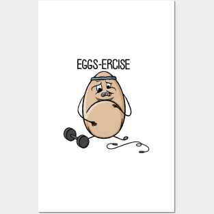 Eggs-ercise Funny Egg Pun, bad jokes cartoon doodle Digital Illustration Posters and Art